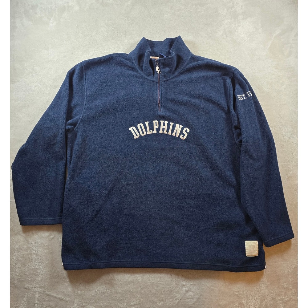 Miami Dolphins Fleece Jacket Mens 2XL Pockets Gridiron Classic Reebok Y2K *Read‎